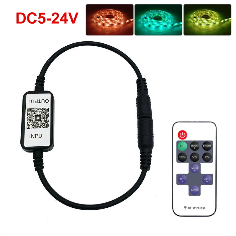 

1 комплект светодиодной монохромной световой ленты, беспроводной контроллер затемнения Bluetooth, 5-24 В постоянного тока, 11 клавиш, мини-монохромный контроллер Bluetooth