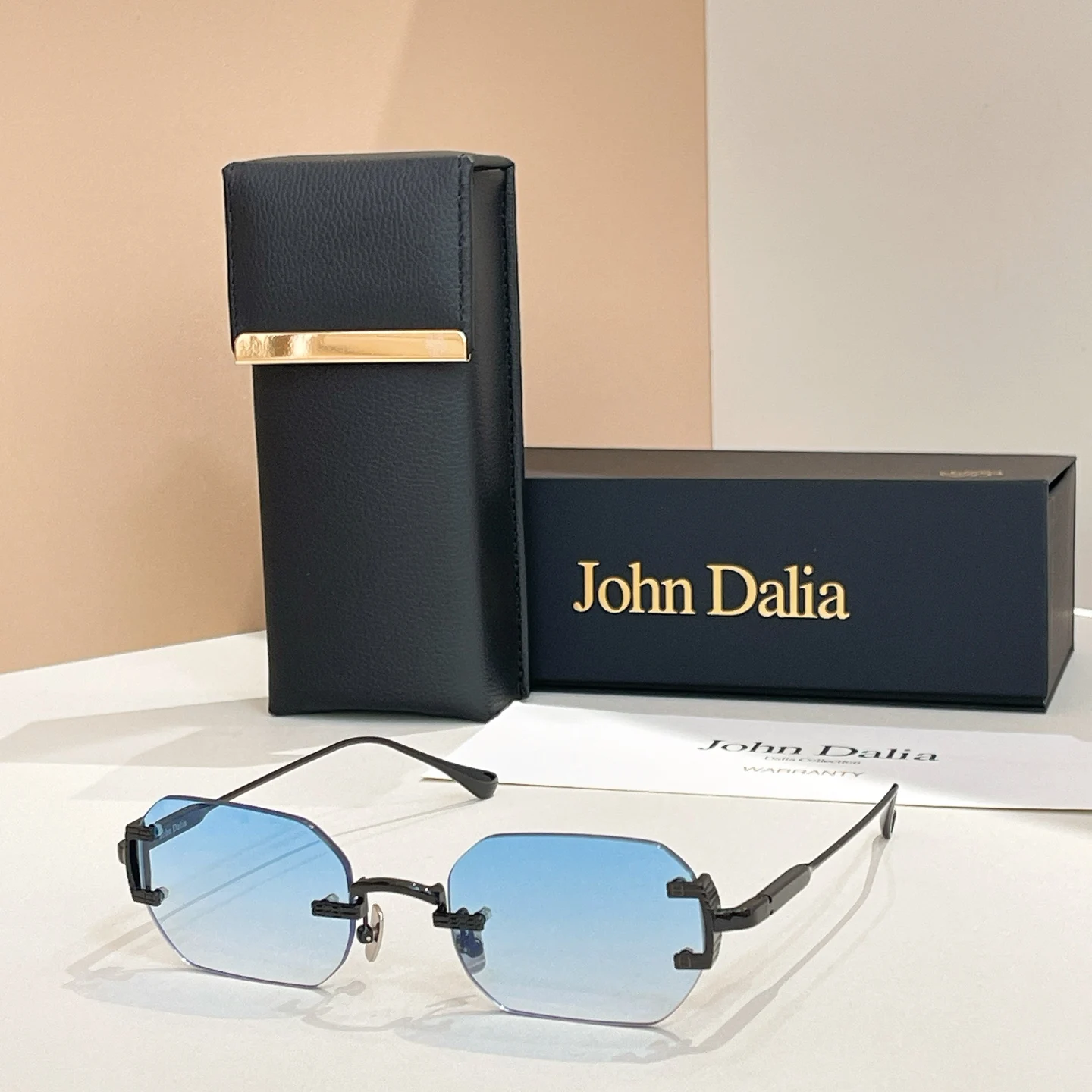 Voor JOHN DALIA JD AMARU mode Randloze Outdoor Sport Zonnebril Mannen Gepolariseerde UV400 Premium Vrouwen Paar Brillen Met Doos