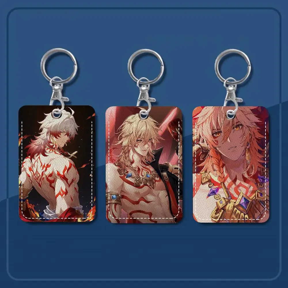 

Honkai-Star Rail M-Mydeimos 1Pc PU Leather Card Holder Keychain Key Ring Door Lock Access Tags ID Card Case Keychain Card