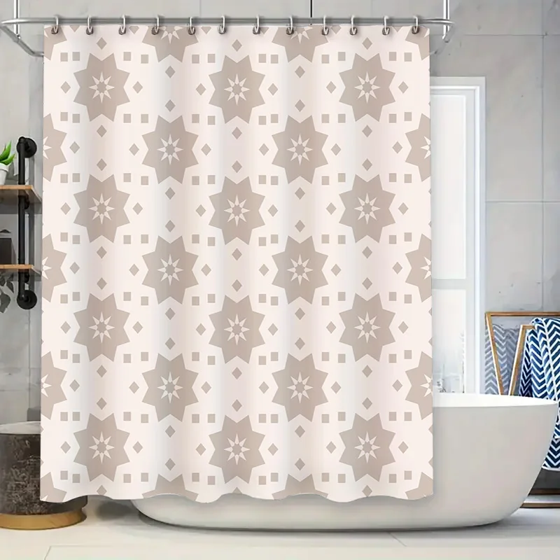 

Современная ткань для занавески для душа с геометрическим рисунком, водонепроницаемый декор для ванны для украшения дома, светло-серый узор (180x240 см)