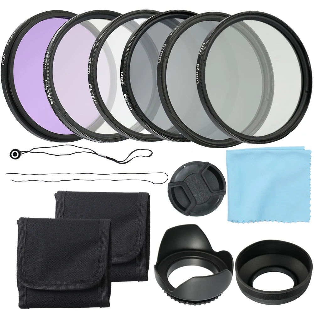 Professional Camera UV CPL FLD Lens Filters Kit and Altura Photo ND Neutral Density Filter Set Photography Accessories 58mm