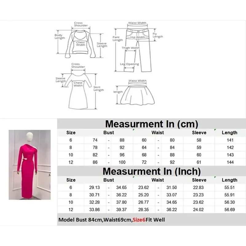 Rose Rood Uitgesneden Taille Één Schouder Lange Jurk Voor Feest 2024 Nieuwkomer Met Volledige Mouw Elegante Dameskleding