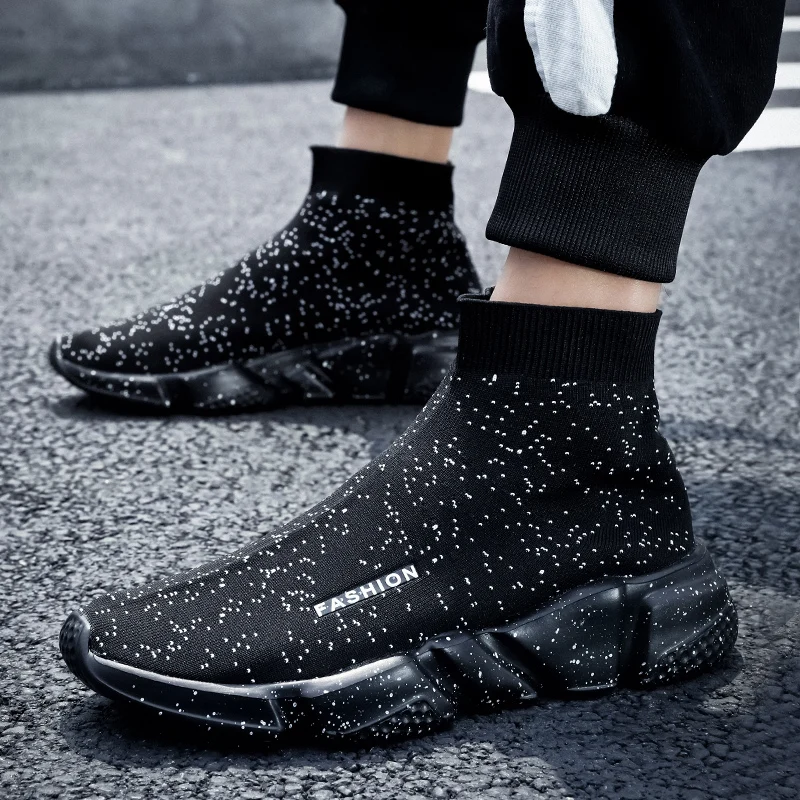 Summer Black Socks Sneakers Men Slip on Sports Shoes Man Flats Fashion Unisex Breathable 2024 Adult Casual Women shoe Large Size