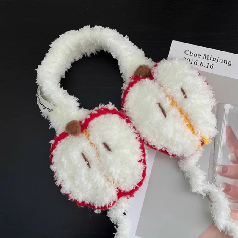 لطيف التفاح شكل تصميم أفخم غطاء للأذنين للنساء الخريف والشتاء جو السفر الدافئة تنوعا شخصية الأشرطة سماعات الأذن #5