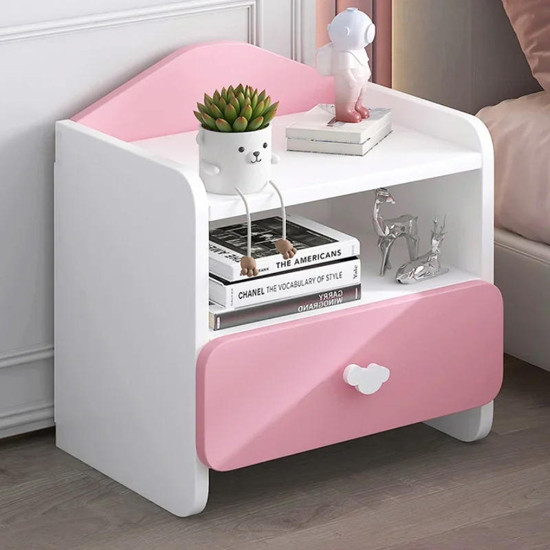 

Modern Double Drawers Nightstand Kid Cute Dressing Bedside Table Household Multifunctional Girl Small White Cabinet Furniture