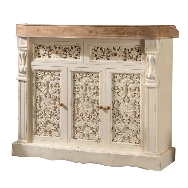 

French retro old solid wood checkout page store small payment desk, clothing store flower shop leisure place bar
