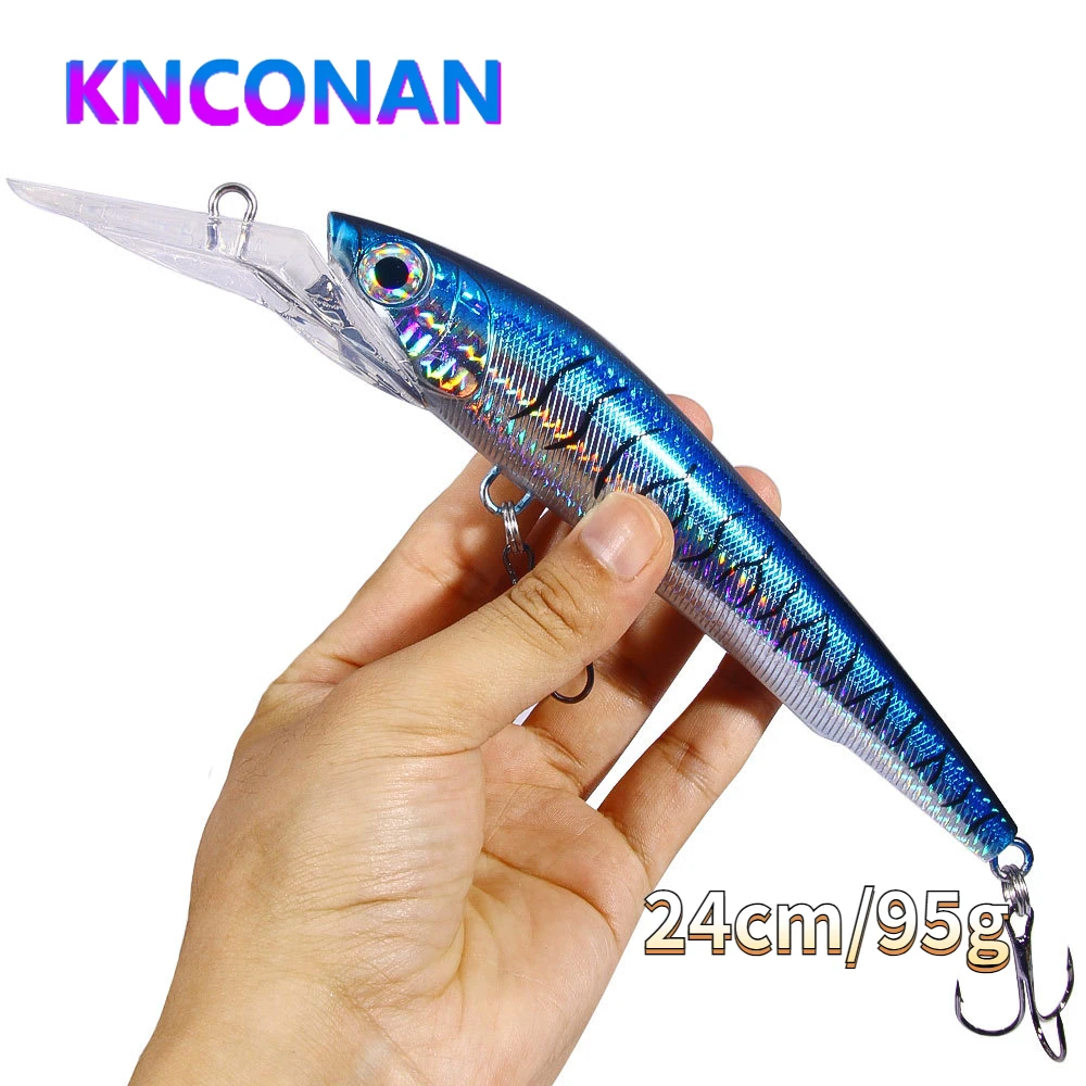 

KNCONAN 24cm 95g Deep Dive Sea Fishing Lure Bar Big Minnow Wobblers Bass Trolling Artificial Hard Bait sea fishing articles