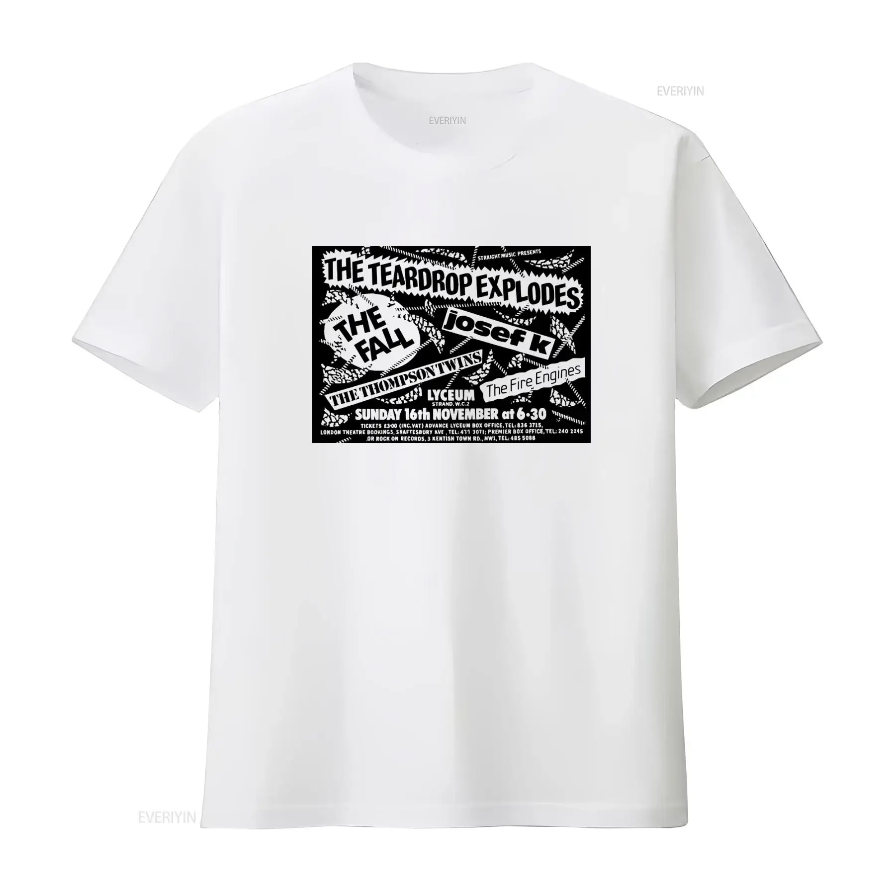 The Fall Teardrop Explodes Josef K Fire Engines Vintage Rock Band Concert Poster T Shirt Long Sleeve vintage Washed Comfortable