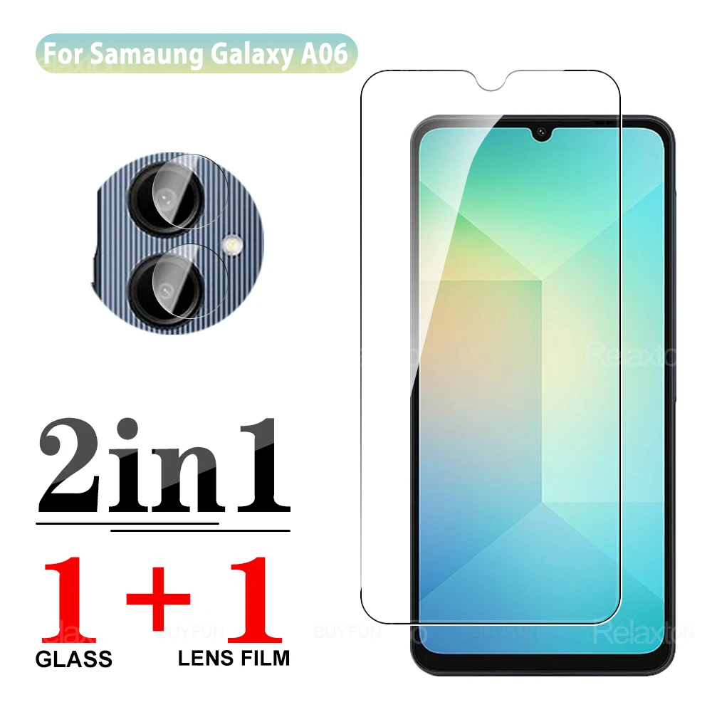 2in1 For Samsung Galaxy A06 Tempered Glass on SamsungA06 GalaxyA06 A 06 06A glass HD screen protector camera film SM-A065M 6.7