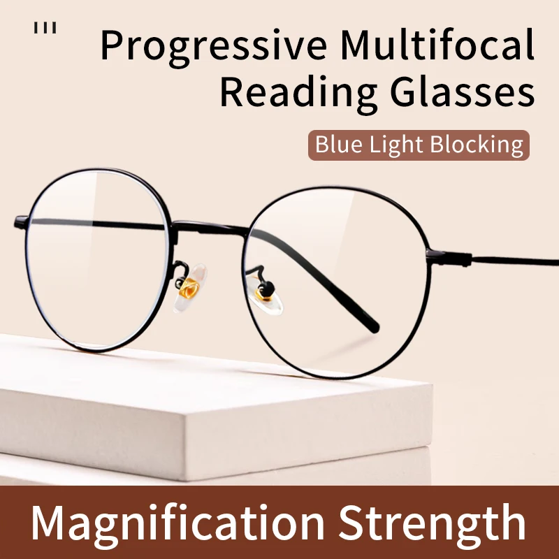 Progressive Multifocus Reading Glasses for Women Durable Blue Light Blocking Intelligent Progressive Multifocal Hard Resin Lens