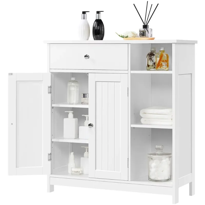 

Large Storage Cabinet with Drawer for Bathroom Living Room, White bathroom organizer household items