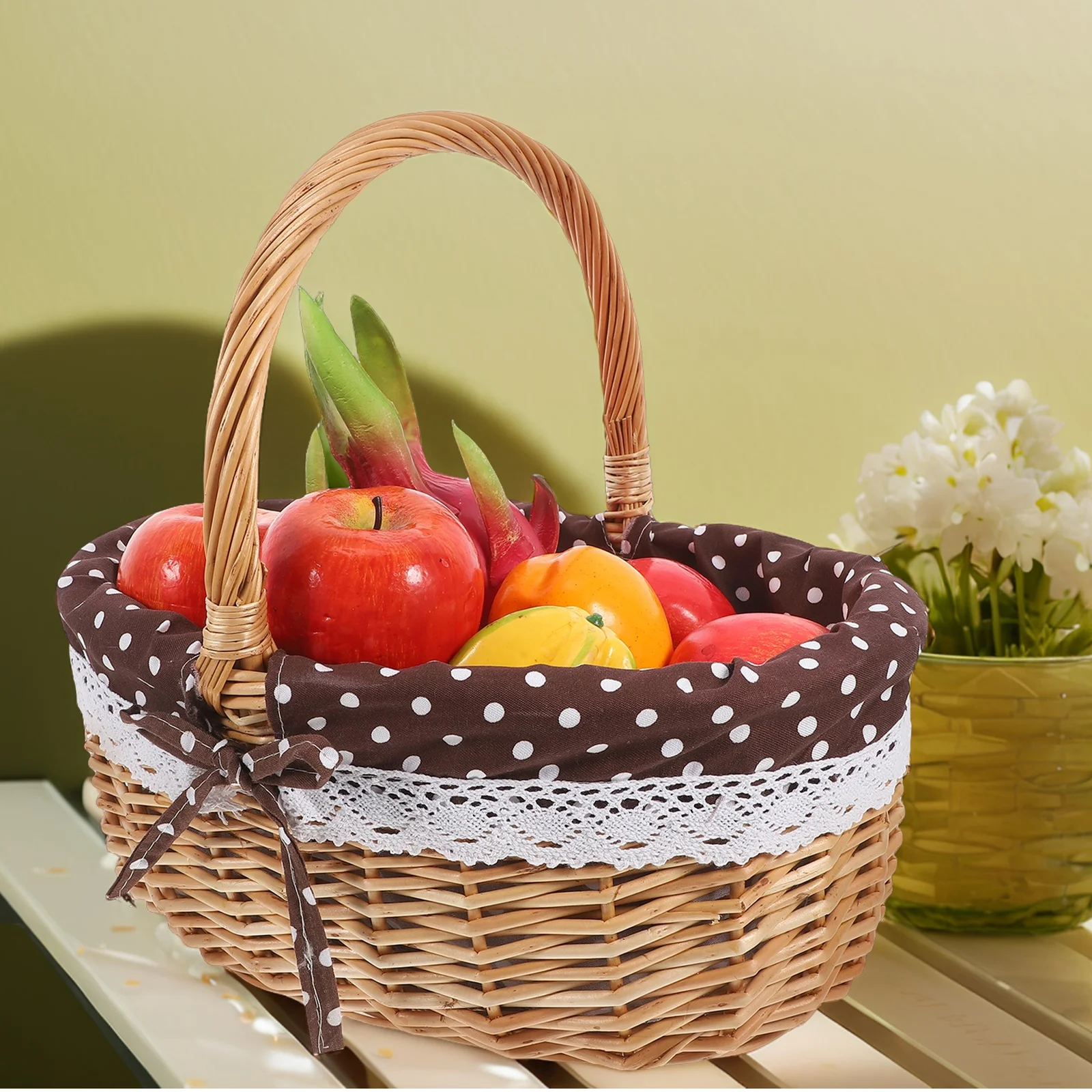 

Rattan Storage Basket Fruit Grocery Blanket Wedding Gift Picnic Baskets Wovens Bamboo Egg Gathering Bread for Table
