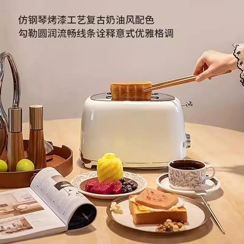 2-Slice Toaster Stainless Steel Italian Retro Design Kitchen Appliance Bread Toast Maker