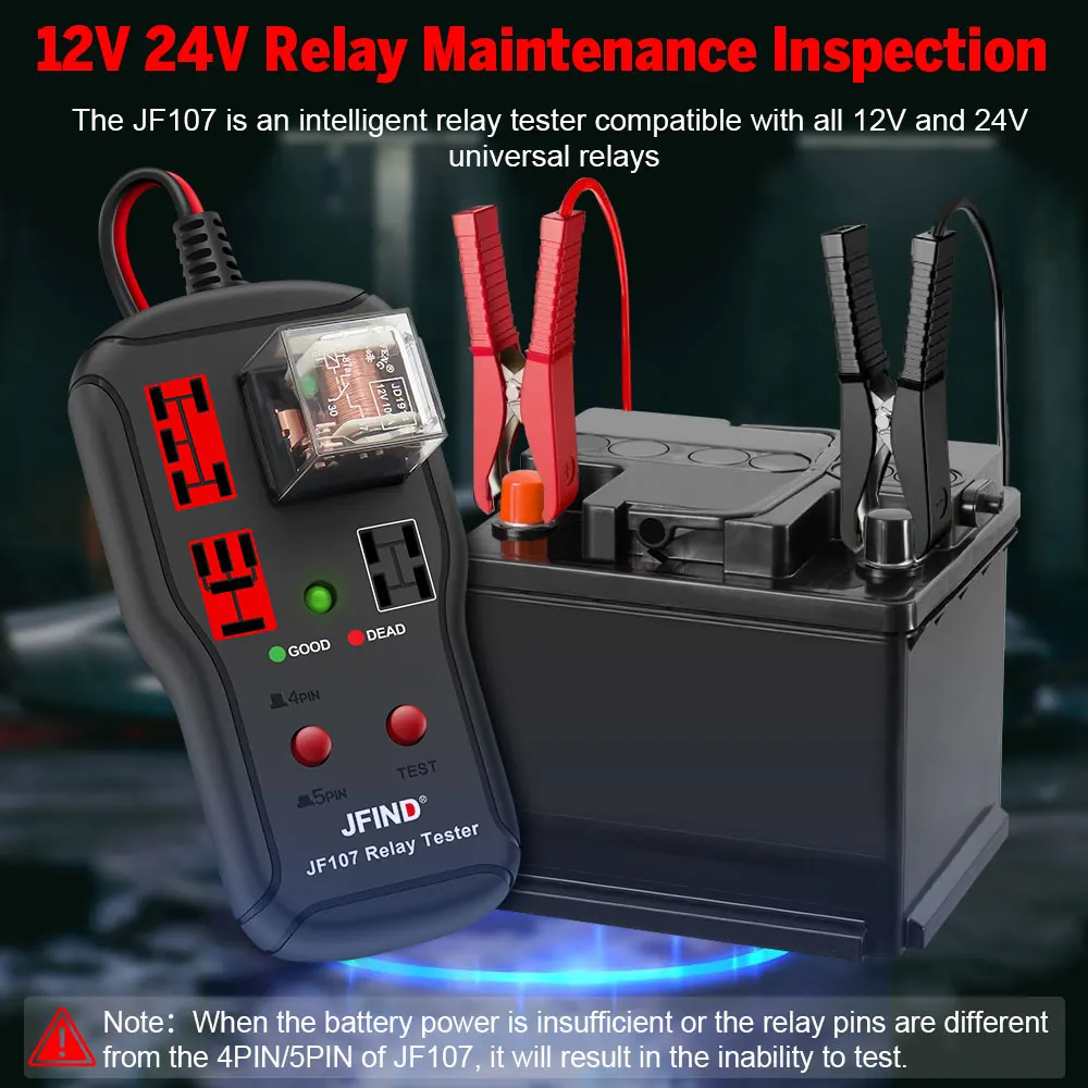 Car Relay Tester Diagnostic Tools 12V-24V Voltage Tester Battery Automotive LED Indicator Relay Detection Diagnostic Checker