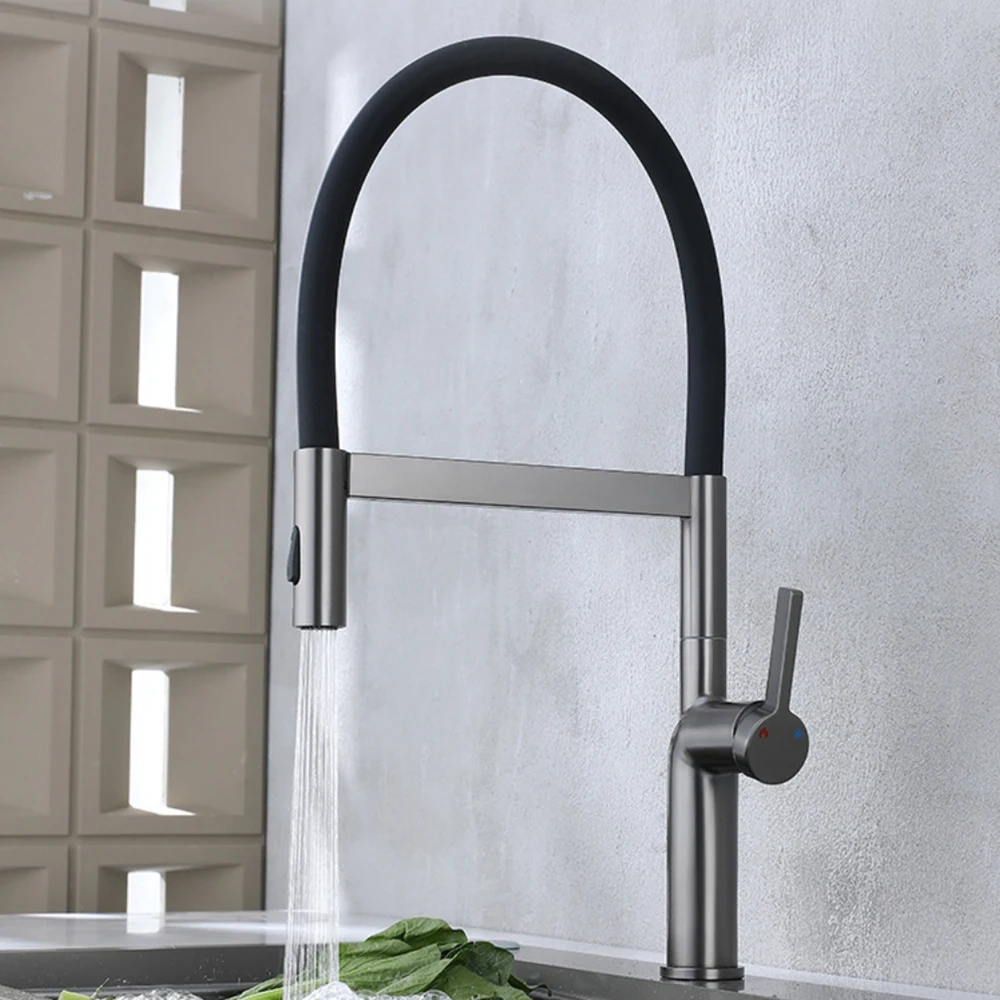 

Kitchen Basin Faucet 304 Stainless Steel Body Material Mixer Water Cold & Hot Two Model Water Out Ceramic Valve Core
