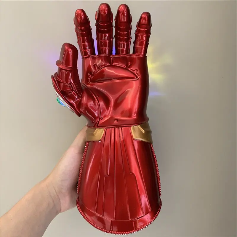 1:1 Superhero Gloves Weapen Red Stone Gauntlet Retro Ver. LED Light Carnival Halloween Cosplay Prop Kid Gifts Toys