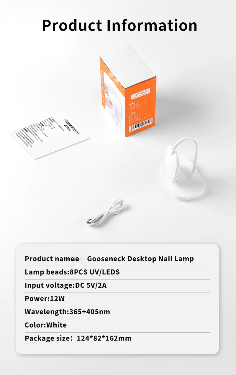 12 W tragbare LED UV LED Desktop-Nagellampe, USB-betrieben, schnell trocknend, 360° °   Verstellbar für Heimwerker und Salon-Nageldekoration