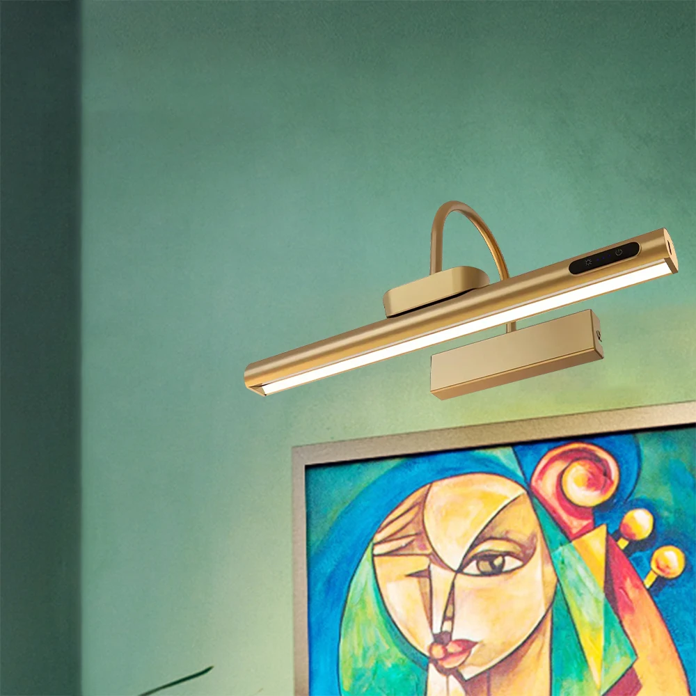 

Lámpara LED de pared con pared inalámbrica para sala de estar, , pantalla de arte, recargable, funciona con batería, 4000mAH