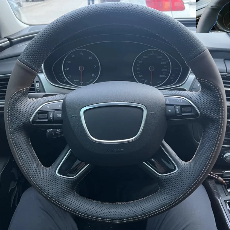 

Плетеный чехол на руль автомобиля, ручное шитье, натуральная кожа для Audi Q7 2012-2015 Q3 Q5 2013-2016 A4 (B8) 2014 2015 A6 (C7)