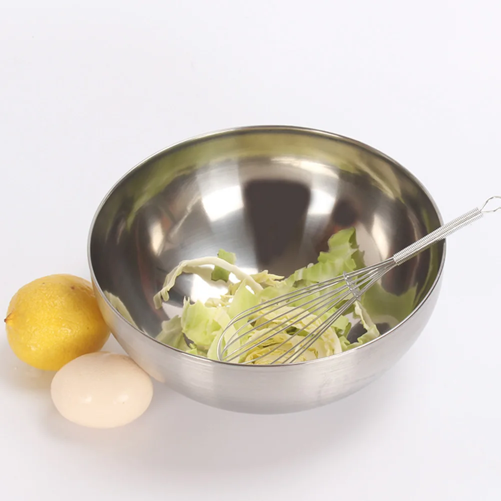 

Stainless Steel Salad Bowl 20x9cm Hemispherical Mixing Bowl Egg Beating Soup Vegetable Fruit Serving Fruit Salad Container