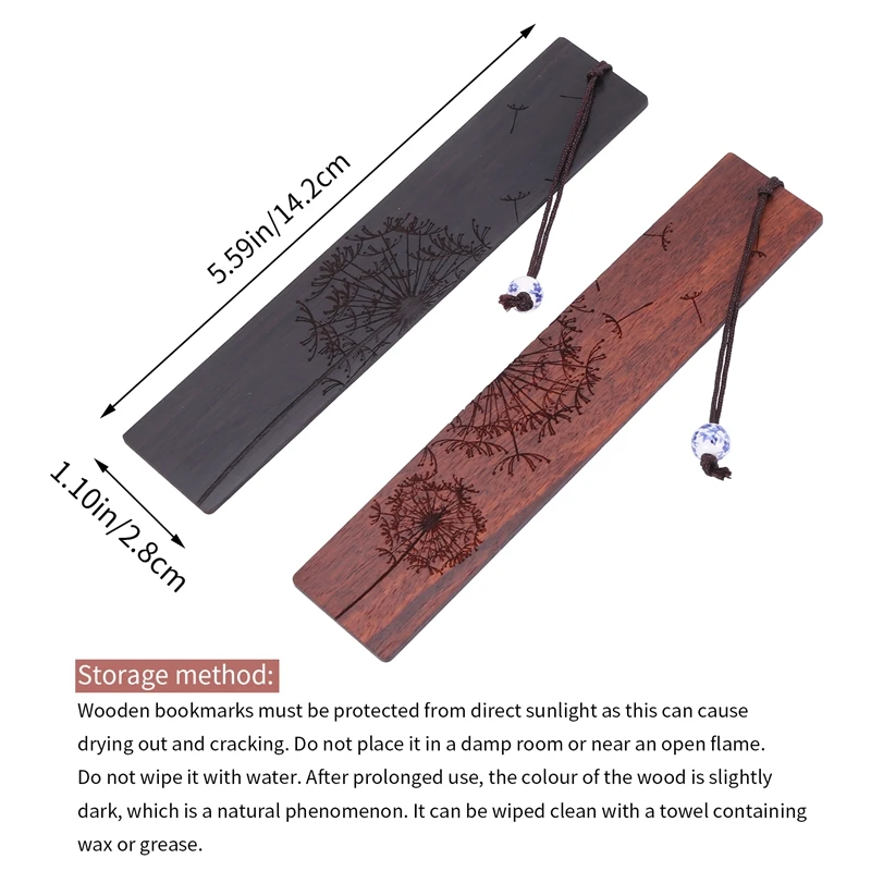 Handmade Natural Wooden Bookmark Gift Box Set,Dandelion Pattern,A Unique Gift For Teachers, Students, Women, Dads, Men