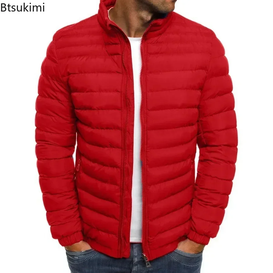 

2025 Men's Casual Winter Warm Jacket Solid Color Coat Stand Collar Zipper Trendy Simple Comfortable Outdoor Jogging Sports