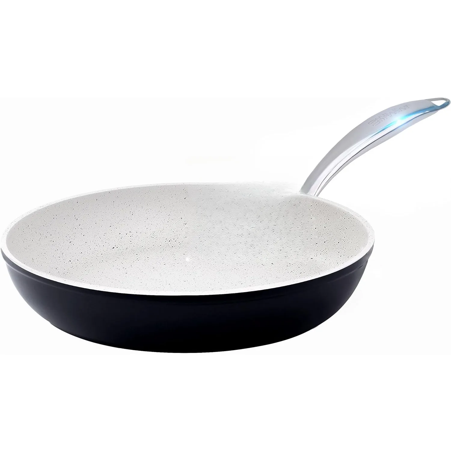 

12 inch frying pan, heavy-duty non stick, uniform heat dissipation, no PFOA or APEO, EverCool stainless steel handle, black