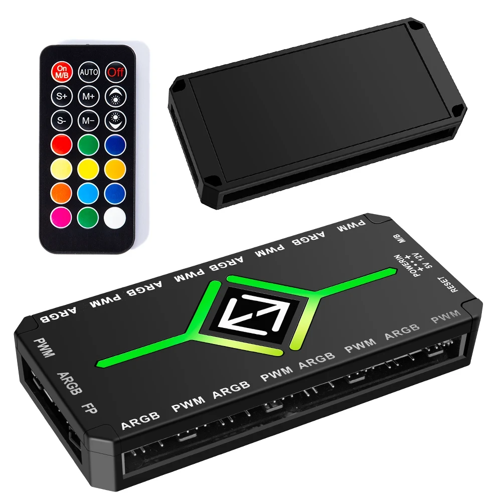 

Контроллер ARGB 5В 3-контактный, концентратор вентиляторов PWM 4-контактный для охлаждения, концентратор вентиляторов PWM ARGB для адресных ARGB вентиляторов 5В для корпуса ПК-ABIU