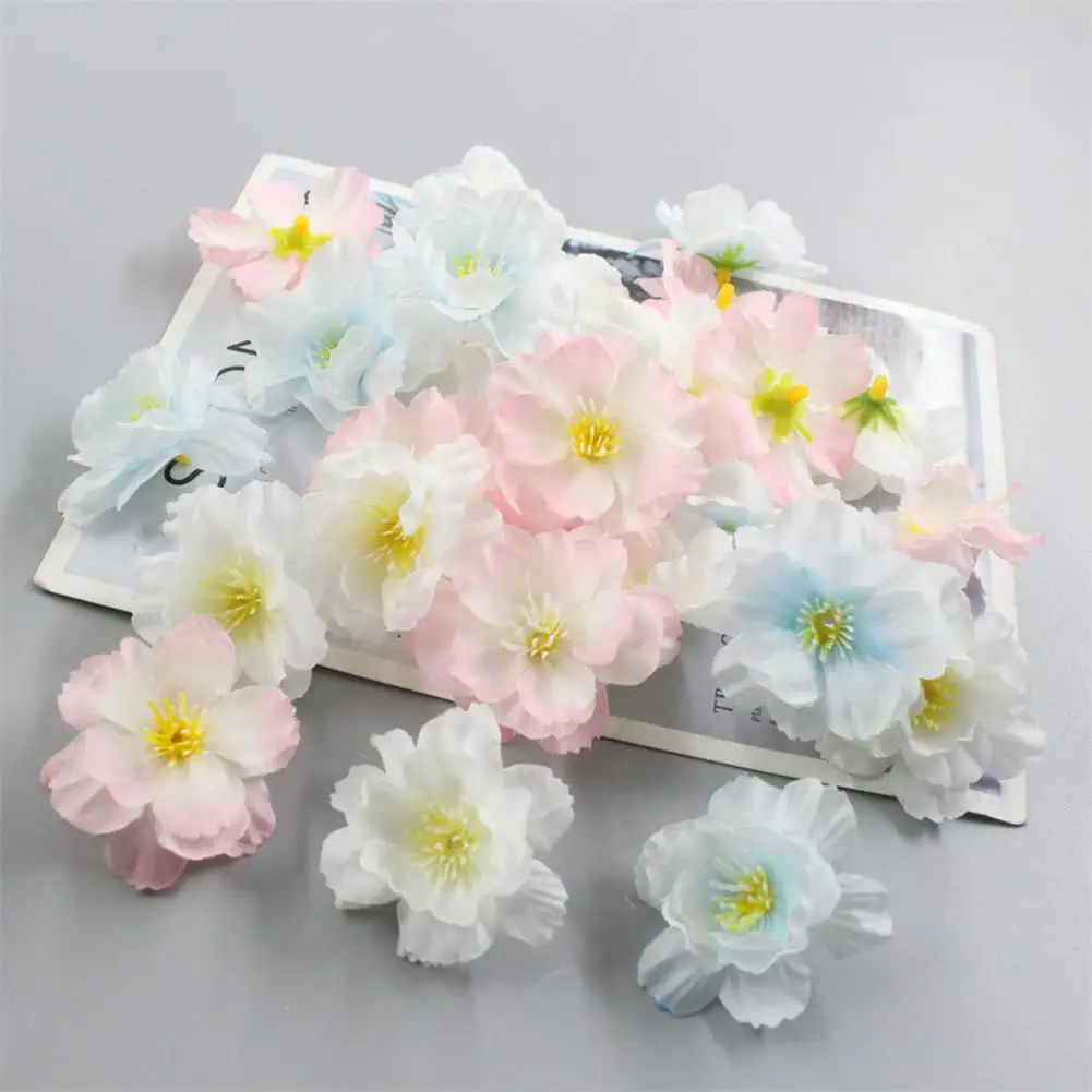 Realistic Artificial Flowers Durable Artificial Flower Arrangement 10 Pcs Artificial Cherry Blossom Flower Heads for Wedding 95
