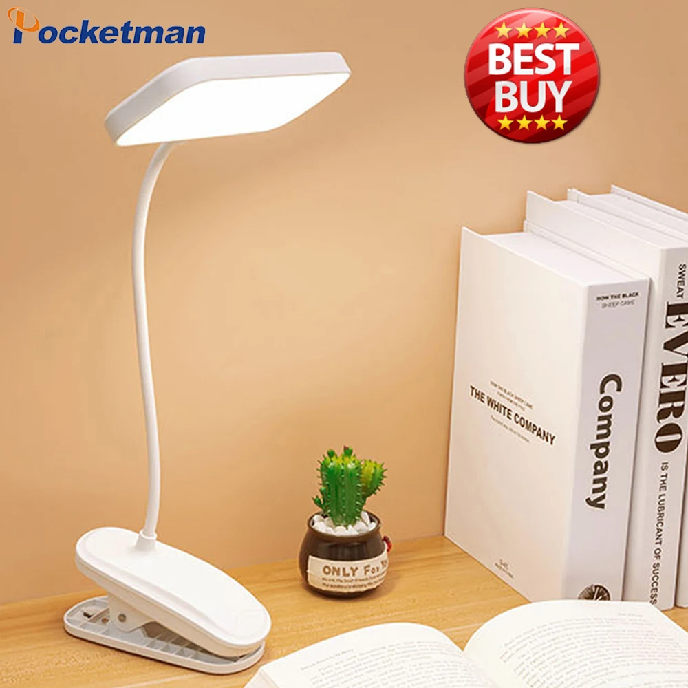 

LED Desk Lamp 360 Degrees Flexible Night Light Clippable Dimming Table Light Rechargeable Table Lamp for Reading Working