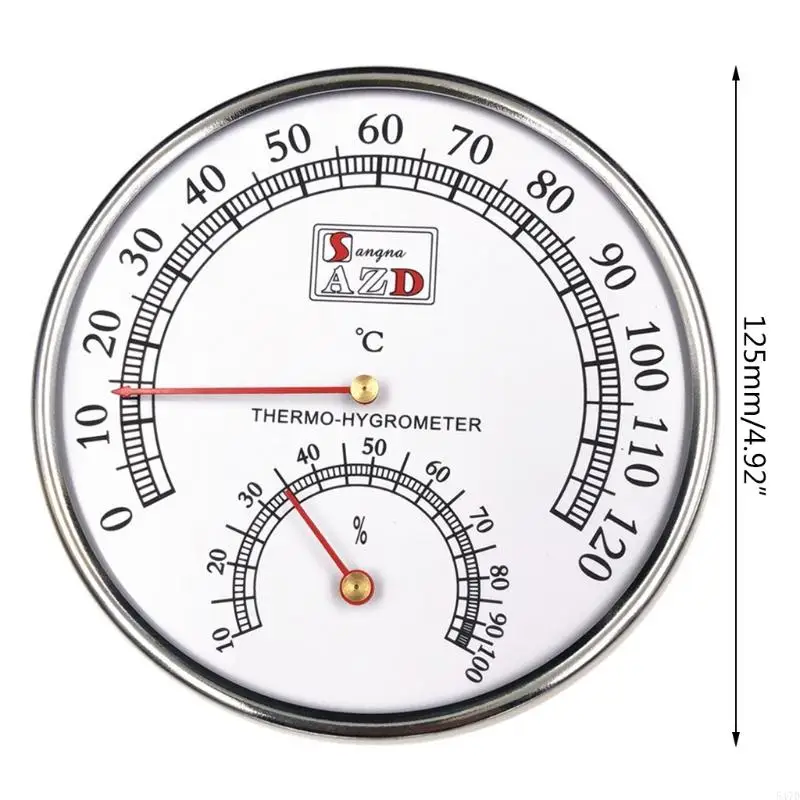 Silver Home Office Medidor para Higrômetro Interior Indoado 4,92 polegadas Termômetro redondo para hotéis