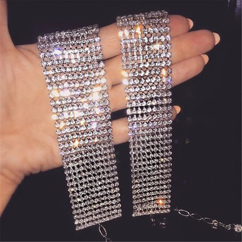 FestivalQueen Luxury Glitter Rhinestones Choker for Ladies Wide Collar Chain Celebrity Jewelry Gifts Bar Night Club 2024
