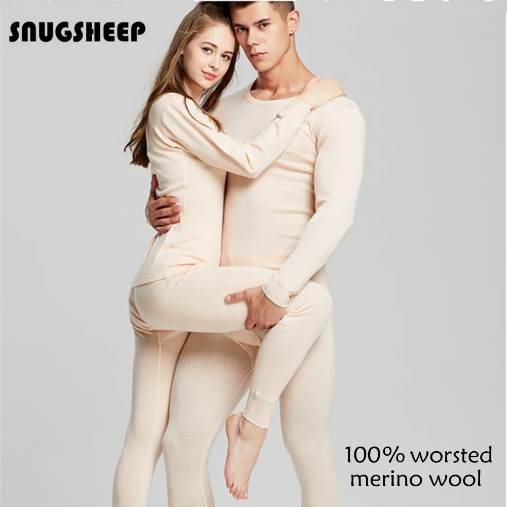 100% merino wool base layer mens thermal underwear women set sexy lingerie sets inner wear womens warm thermo winter clothes men