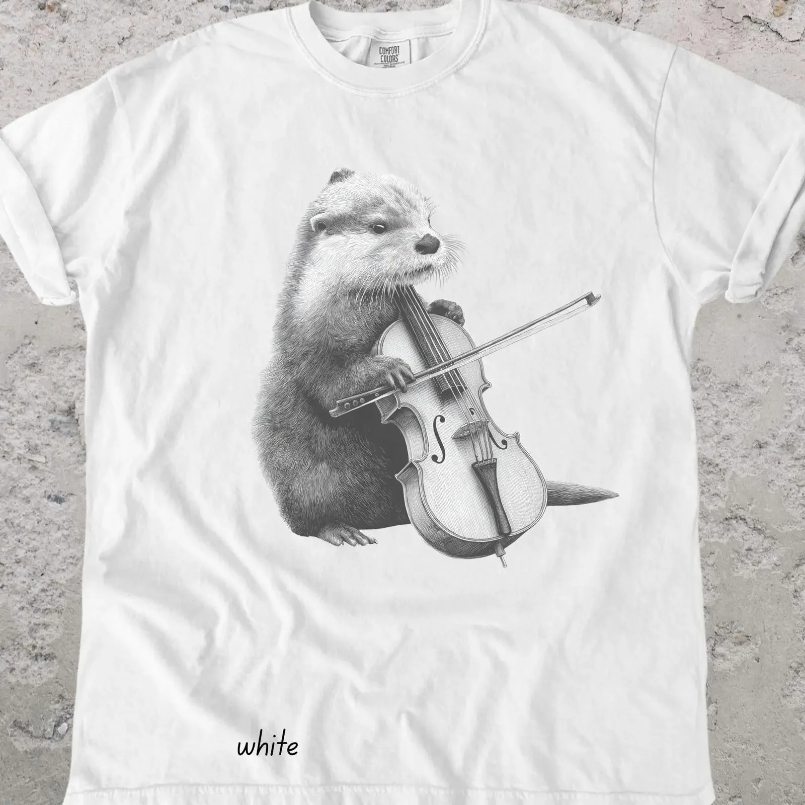 Otter Playing Cello T Shirt Classical Music Animal Art for Musicians Cellists Teachers Lovers vintage Washed streetwear
