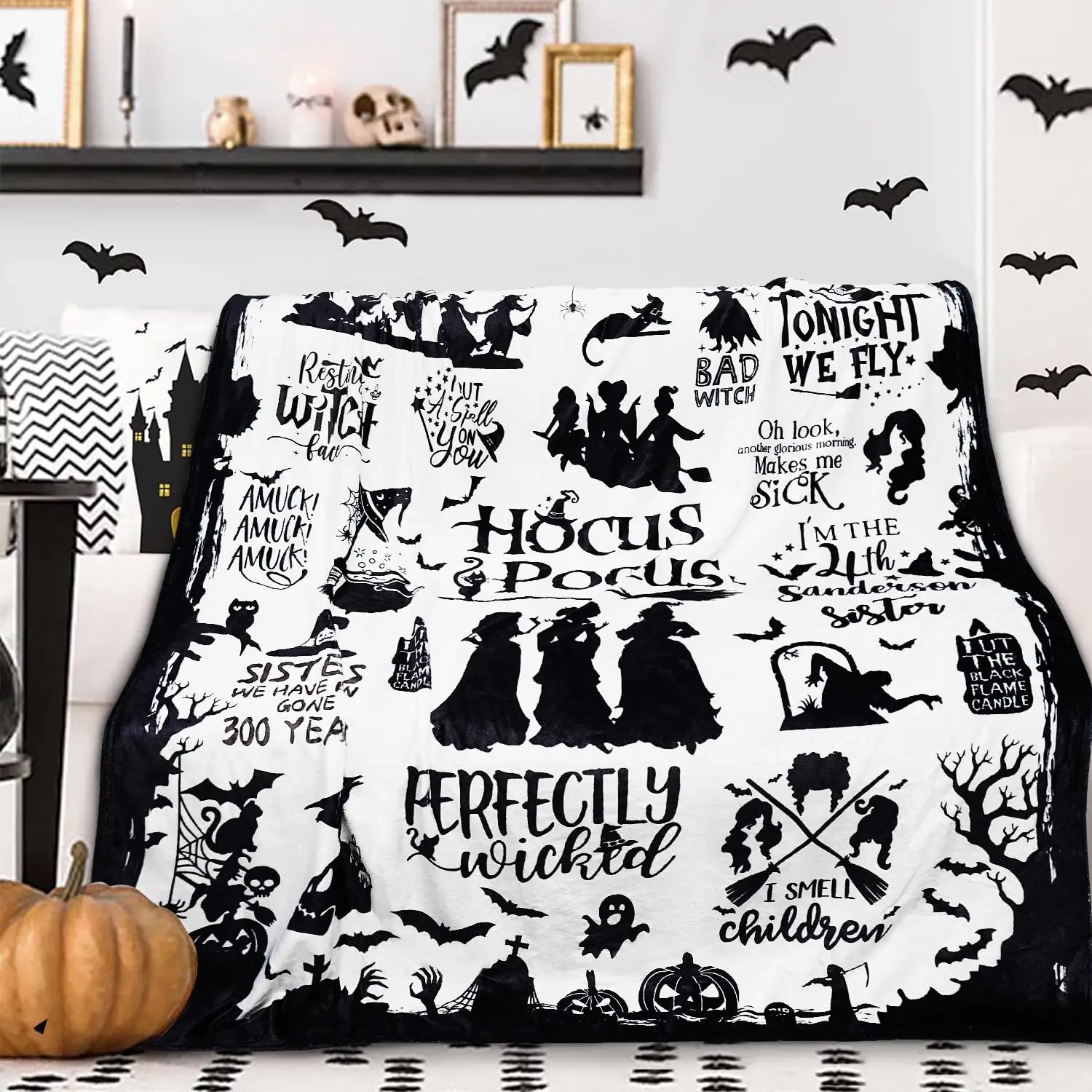 KACISSTY Bad Witch Flannel Blankets Perfectly Wicked Halloween Throw Blanket For Bed Air Condition Office Nap Quilts