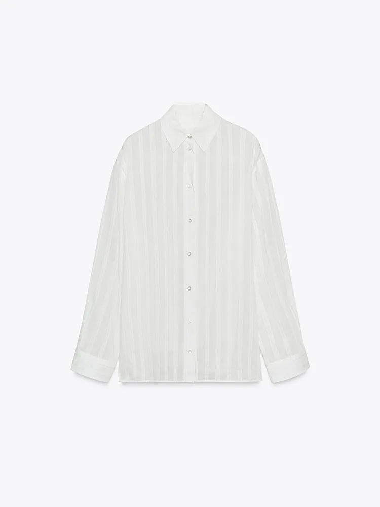 جديد 2025 خريف أنيق مخطط غير رسمي مريح للنساء irt حلو مثير Ele Sle 86596 بلوزة نسائية عصرية