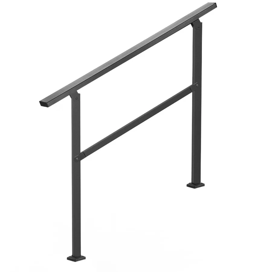

Outdoor Handrails for Steps 2-3 Step Stair Rail Kit Black Square Tube with Horizontal Bar Carbon Steel Support Rails for Senior
