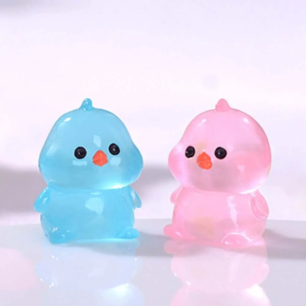 Cartoon Luminous Chick Figurines Resin Crafts Cute Chick Figurines Miniatures DIY Glow in Dark Mini Chick Statue