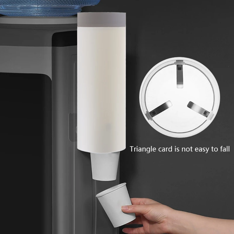 Nordic Style Wall Mount Disposable Paper Cup Dispenser Pull Type Plastic Cup Holder Anti-Dust Storage Rack for Water Dispenser