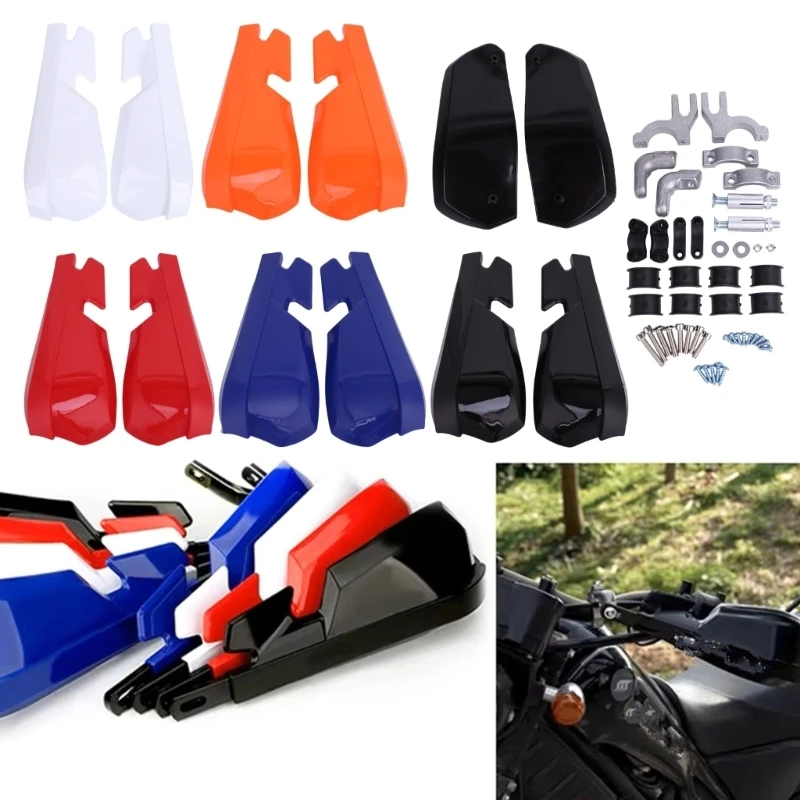M68B Plastic Panel Motorcycle Handguards with Outer Frames, Bar-End Fasteners and Split Clamps for 7/8