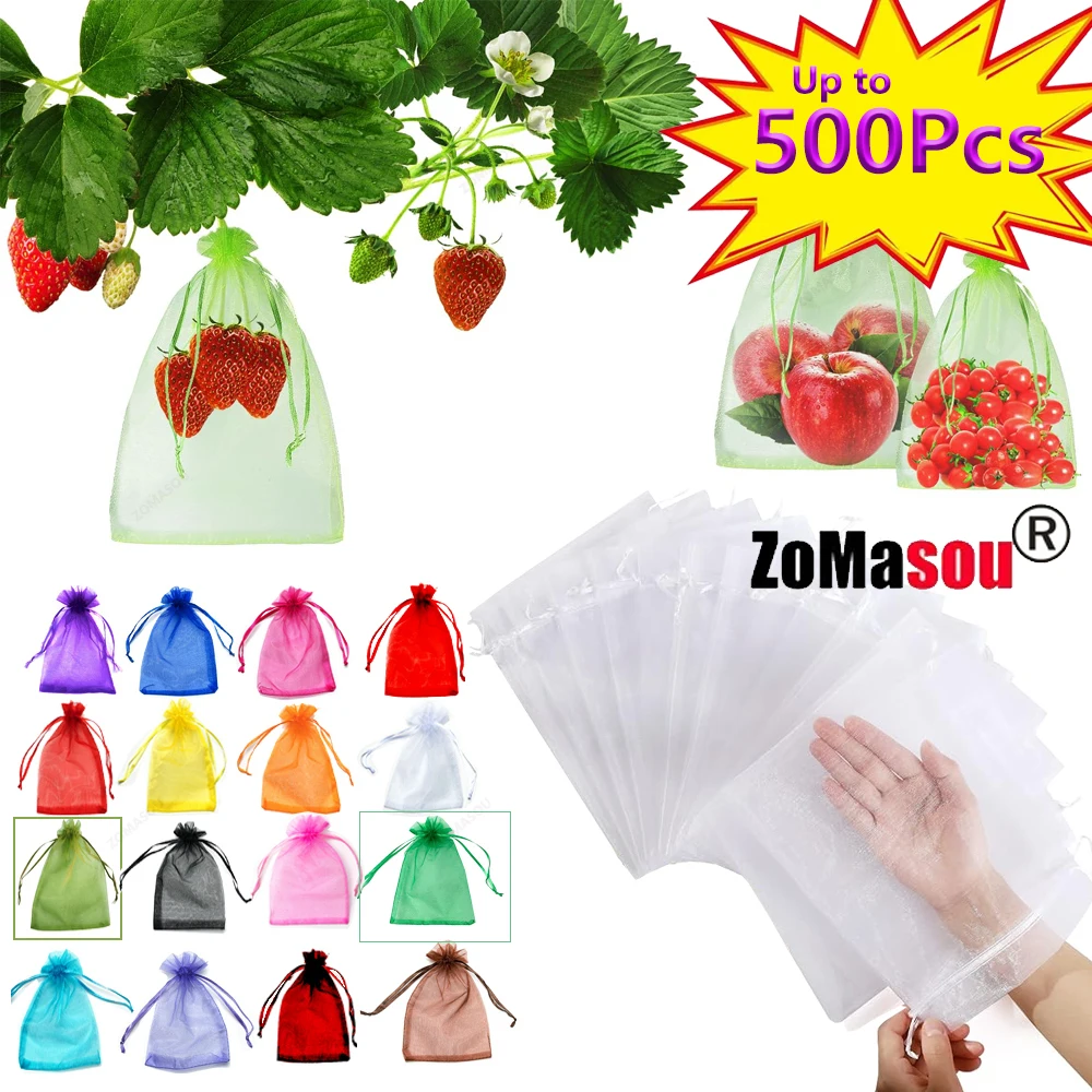 

500-50PCS Grapes Fruit Protection Bags Grow Bags Netting Mesh For Strawberry Plant Gift Organza Bags Anti-Bird Garden Tools