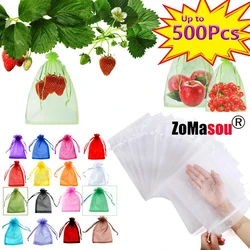 Bolsas de protección para uvas y frutas, malla para cultivo, regalo para plantas de fresa, Organza, antiaves, herramientas de jardín, 500-50 piezas