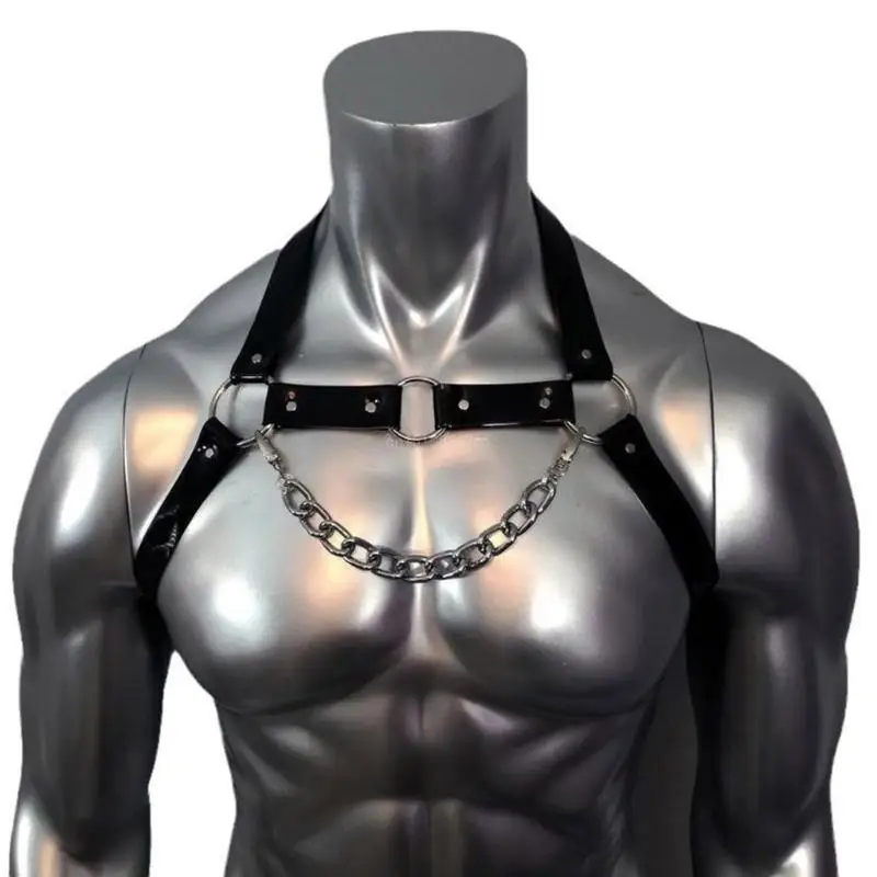 Herren Leder Körper Harness Punk Brustgurte Harness Gürtel Einstellbar Goth Dance Karneval Party Kostüm Zubehör X4YC