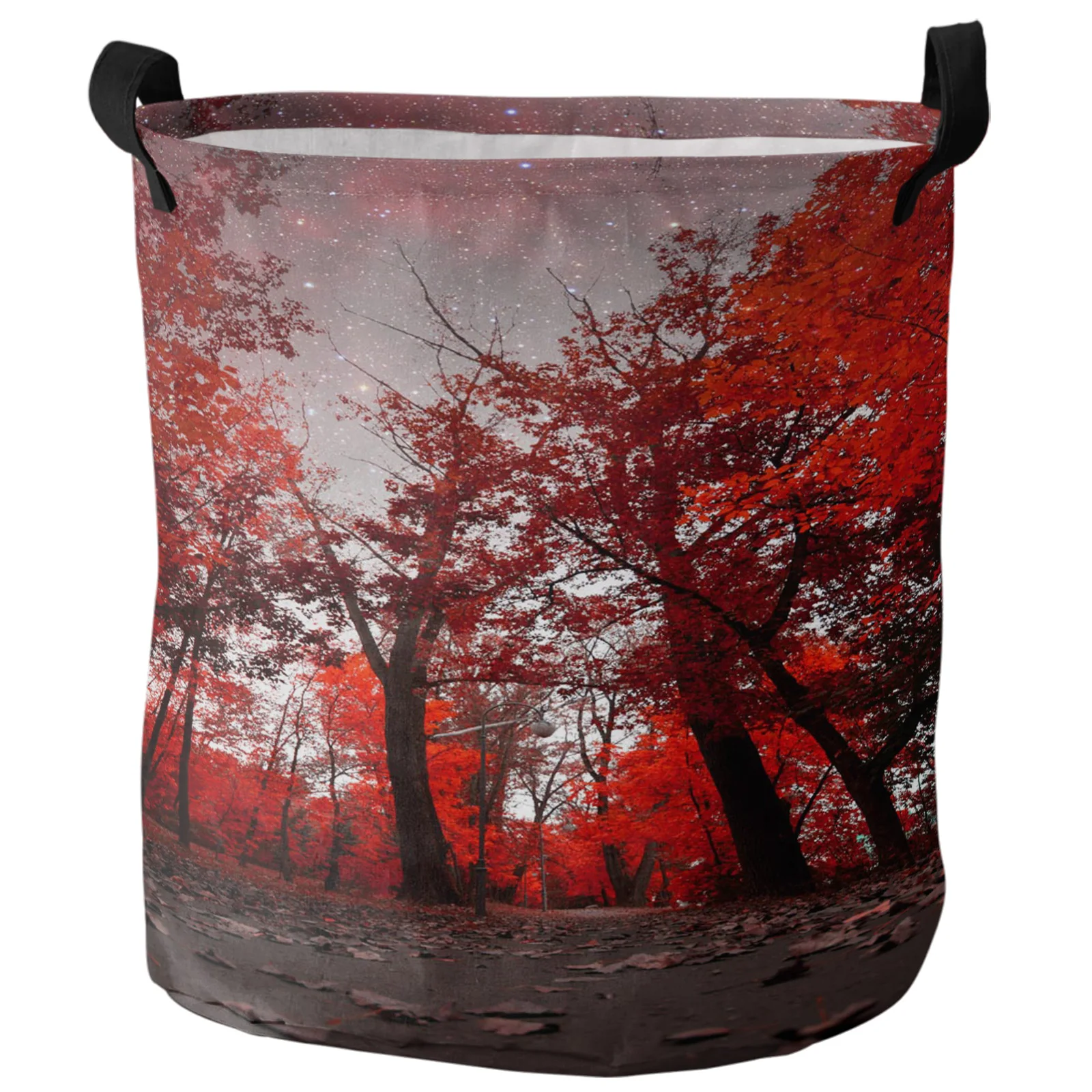 Maple Leaves Red Forest Starry Sky Dirty Laundry Basket Foldable Home Organizer Basket Clothing Kids Toy Storage Basket