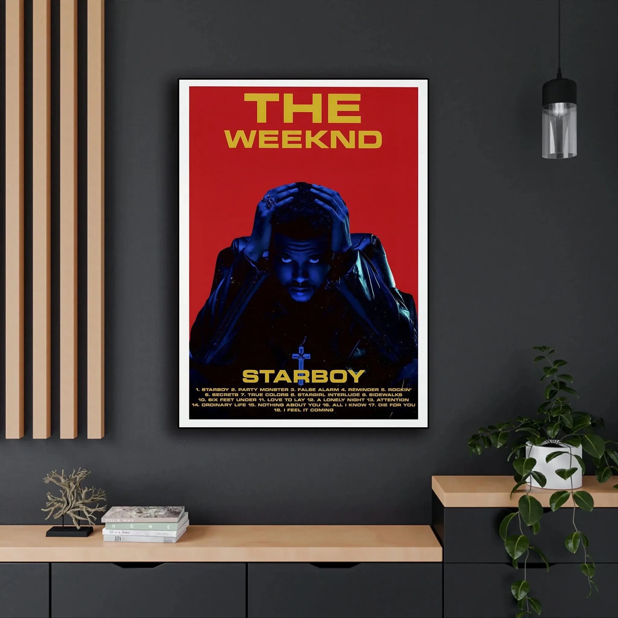 قماش اللوحة ملصق جدار الفن مغني الراب The Weeknd قناع المشارك مجموعة الهيب هوب ألبوم الموسيقى ستاربوي بيت البالونات الهزلية الجمالية