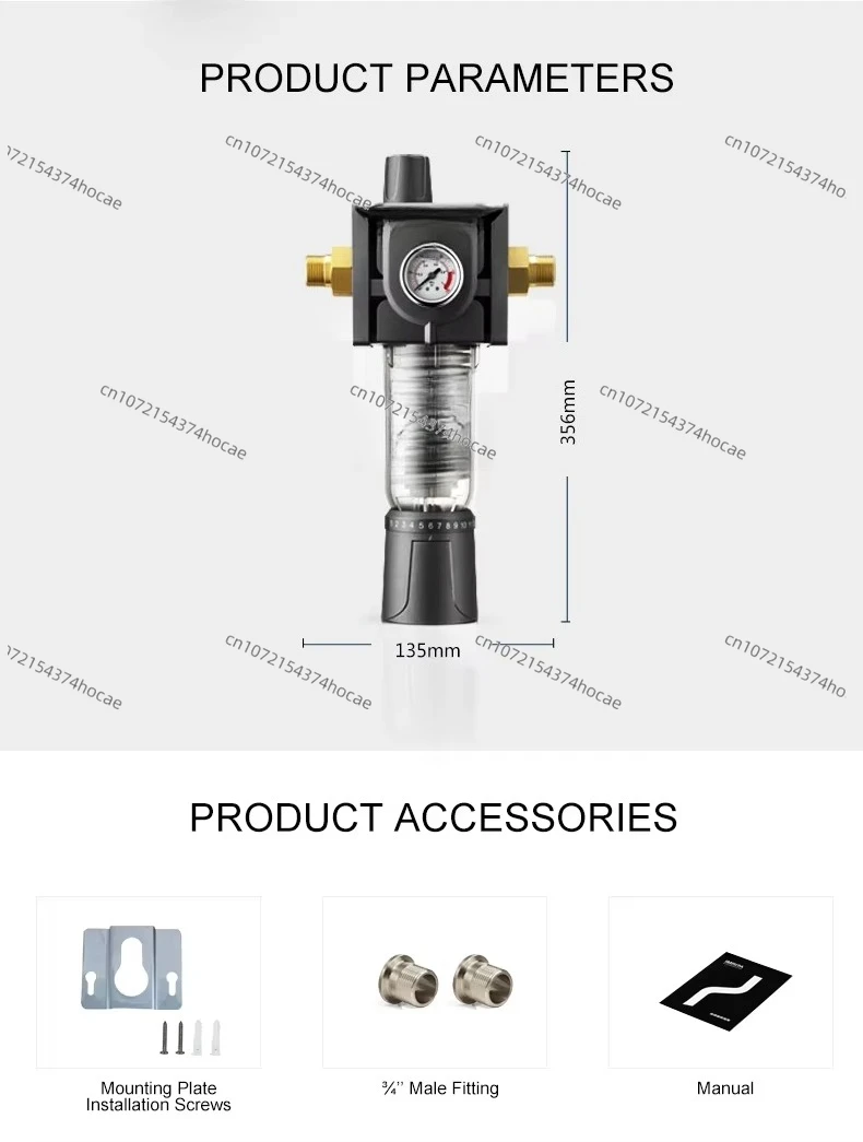 Large flow automatic backwashing system Rotary precipitation Filtered water 40 microns Reusable pre-filter