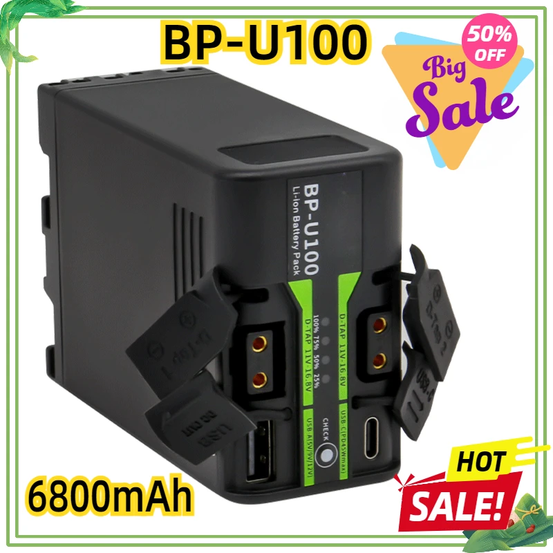 For Sony Camera EX260 EX280 Z280 FS5 7 FX6 Z190 EX1R EX200 BP-U30 U60 U70 U90 BP-U100 Battery with PD45W Fast Charging