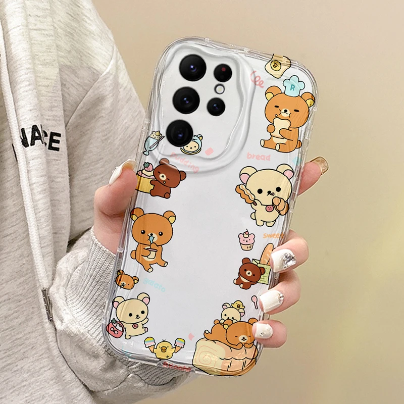 Hot Cartoon Rilakkuma Phone Case For Samsung Galaxy A50 A36 A35 A34 A33 A32 A24 A23 A22 A16 A12 A06 M55 M35 M14 Shockproof Cover