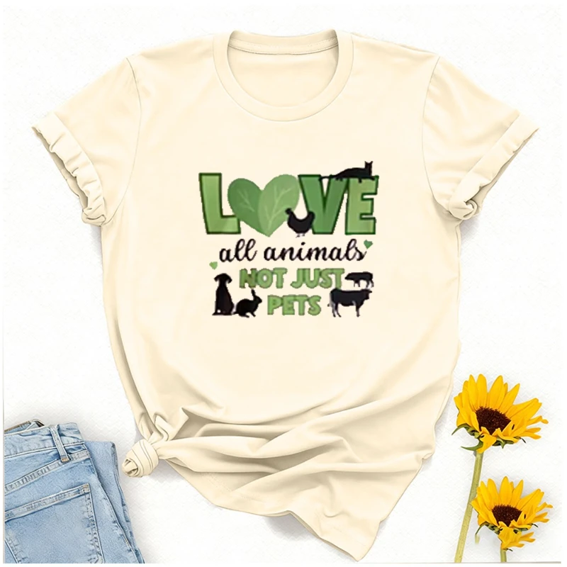 Novidade criativa dia dos namorados ir veganall animais t casal presente amante planta baseado ativismo camiseta casual regular manga curta