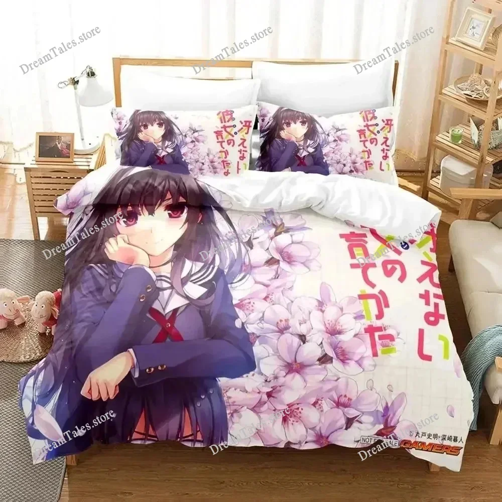 

3D Print Anime Saekano Megumi Kato Bedding Set,Duvet Cover Bed Set Quilt Cover Pillowcase,King Queen Twin Size Boys Girls Adults